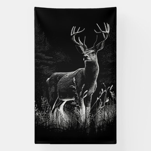 Majestueus hert in de wildernis - Black & White Ar Spandoek (Verticaal)