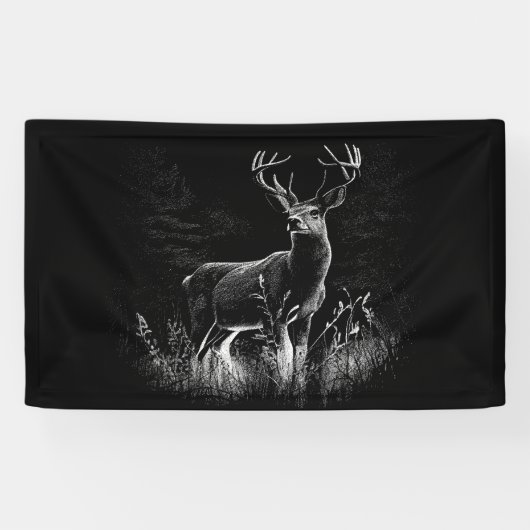 Majestueus hert in de wildernis - Black & White Ar Spandoek (Horizontaal)
