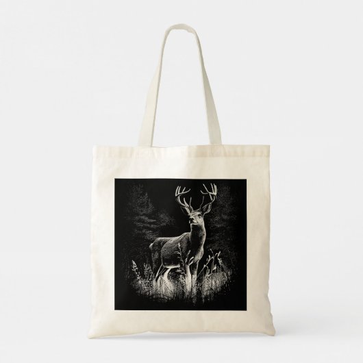 Majestueus hert in de wildernis - Black & White Ar Tote Bag (Achterkant)
