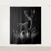 Majestueus hert in de wildernis - Black & White Ar Wandkleed (Voorkant)