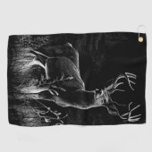 Majestueus hert in de wildernis – Zwart&Wit Kunst Golfhanddoek (Horizontaal)