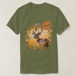 Majestueus hert in een veld met wilde bloemen t-shirt