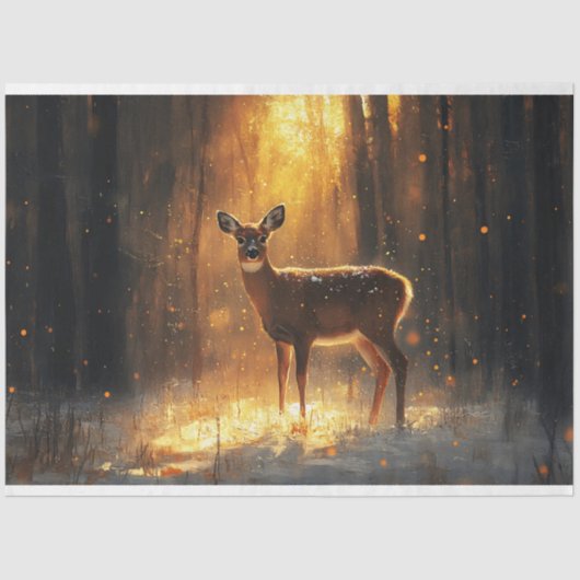 Majestueus hert in een winterbos Decoupage Tissuepapier (Voorkant)