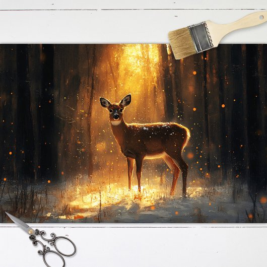 Majestueus hert in een winterbos Decoupage Tissuepapier