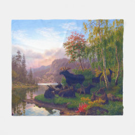 Majestueus hert in een Zweeds herfstlandschap  Fleece Deken