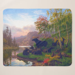 Majestueus hert in een Zweeds herfstlandschap  Sherpa Deken