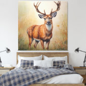 Majestueus hert in herfstbos canvas afdruk (Insitu (Slaapkamer))