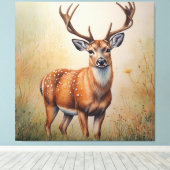Majestueus hert in herfstbos canvas afdruk (Insitu (Houten vloer))