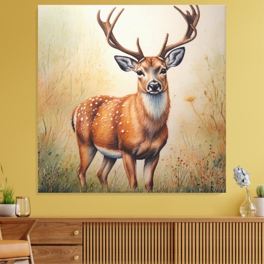 Majestueus hert in herfstbos canvas afdruk (Insitu (Woonkamer))
