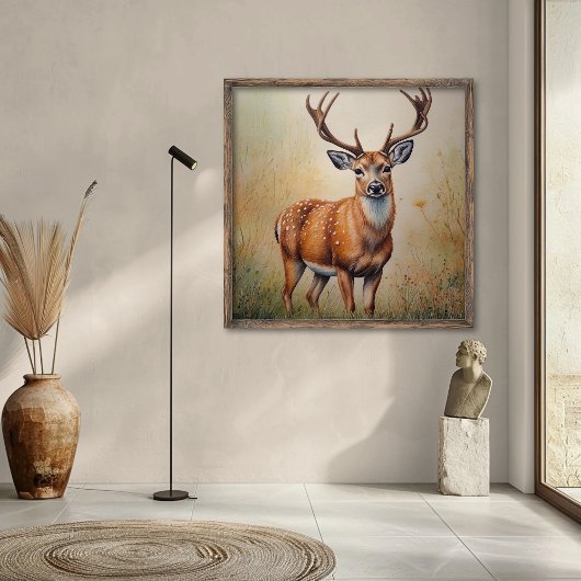 Majestueus hert in herfstbos poster