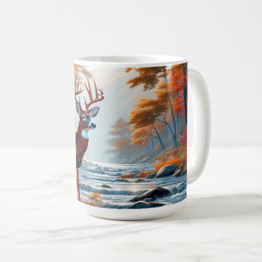 Majestueus hert in het herfstbos koffiemok (Voorkant rechts)