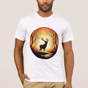 Majestueus hert in zonsondergang bos illustratie t-shirt