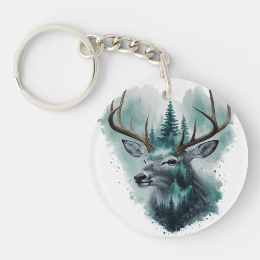 Majestueus hert met bos sleutelhanger (Voorkant)