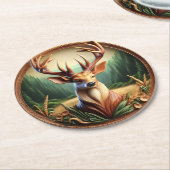 Majestueus hert met prachtige gewei ronde kartonnen onderzetter (Gebogen)