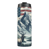 Majestueus hert onder de Amerikaanse hemel Thermosbeker (Voorkant)