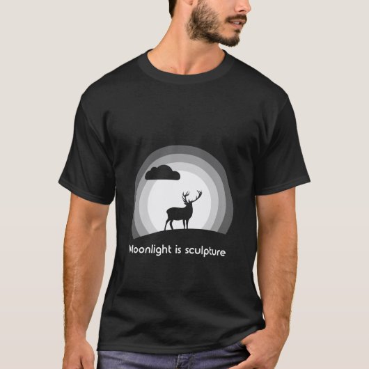 Majestueus hert silhouet onder maanlicht Stijl B T-shirt (Voorkant)