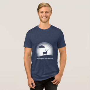 Majestueus hert silhouet onder maanlicht Stijl B Tri-Blend Shirt