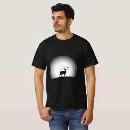 Majestueus hert silhouet onder maanlicht t-shirt