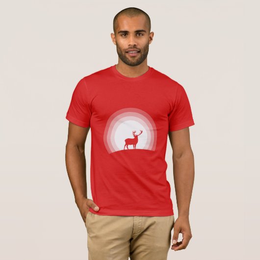 Majestueus hert silhouet onder maanlicht t-shirt (Voorkant volledig)