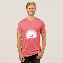 Majestueus hert silhouet onder maanlicht Tri-Blend shirt