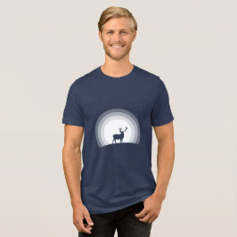 Majestueus hert silhouet onder maanlicht Tri-Blend shirt