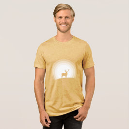 Majestueus hert silhouet onder maanlicht Tri-Blend shirt