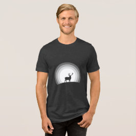 Majestueus hert silhouet onder maanlicht Tri-Blend shirt