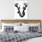 Majestueus hertenbos dubbele belichting canvas wan afdruk (Insitu (Slaapkamer))