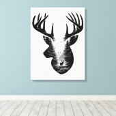 Majestueus hertenbos dubbele belichting canvas wan afdruk (Insitu (Houten vloer))
