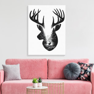 Majestueus hertenbos dubbele belichting canvas wan afdruk