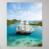 Majestueus hoog zeilschip zeilen kristal turquoise