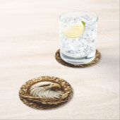 Majestueus houtsnijwerk van een adelaar  ronde kartonnen onderzetter (Insitu)