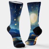 Majestueus huisje onder de maan sokken (Gebogen)