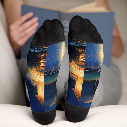 Majestueus huisje onder de maan sokken (Onderkant)