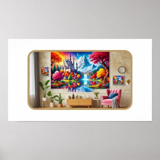 Majestueus kasteel in een herfst wonderland poster (Voorkant)