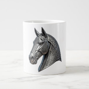 Majestueus Keltisch zilveren paardenhoofd met knoo Grote Koffiekop