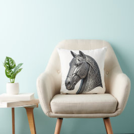 Majestueus Keltisch zilveren paardenhoofd met knoo Kussen
