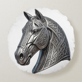 Majestueus Keltisch zilveren paardenhoofd met knoo Rond Kussen