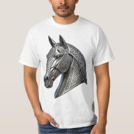 Majestueus Keltisch zilveren paardenhoofd met knoo T-shirt