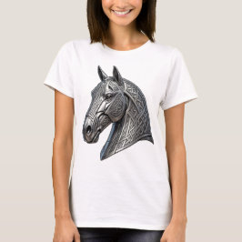 Majestueus Keltisch zilveren paardenhoofd met knoo T-shirt