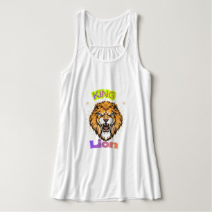 Majestueus Koning Leeuw Gekroond Portretontwerp Tanktop