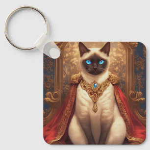Majestueus Koninklijk Siamees Kat Portret Sleutelhanger