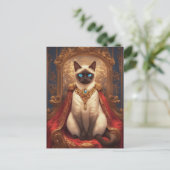 Majestueus koninklijk Siamees kattenportret Briefkaart (Staand voorkant)