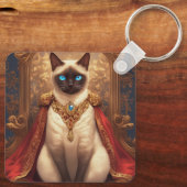 Majestueus koninklijk Siamees kattenportret Sleutelhanger (Achterkant)