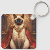 Majestueus koninklijk Siamees kattenportret Sleutelhanger (Achterkant)