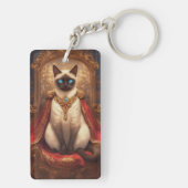 Majestueus koninklijk Siamees kattenportret Sleutelhanger (achterkant)