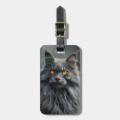 Majestueus langharig kattenportretontwerp bagagelabel (Voorkant verticaal)