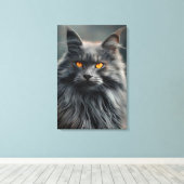 Majestueus langharig kattenportretontwerp canvas afdruk (Insitu (Houten vloer))