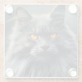 Majestueus langharig kattenportretontwerp glazen onderzetter (Achterkant)