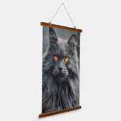 Majestueus langharig kattenportretontwerp hangend wandkleed (Gebogen)